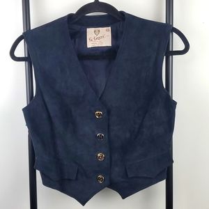 Vintage 1970s Gucci suede vest blue full lining women size 42